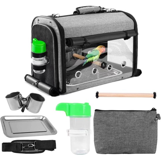 SUERTREE Bird Transport Container, Bird Carry Bag, Bird Travel Cage with Stand, Lightweight Backpack for Parrot, Portable Bird Travel Bag, Pet Transparent Breathable Travel Cage SUERTREE Bird Transport Container, Bird Carry Bag, Bird Travel Cage with Stand, Lightweight Backpack for Parrot, Portable Bird Travel Bag, Pet Transparent Breathable Travel Cage