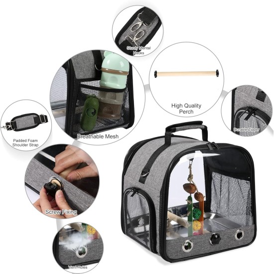 SUERTREE Bird Transport Container, Bird Carry Bag, Bird Travel Cage with Stand, Lightweight Backpack for Parrot, Portable Bird Travel Bag, Pet Transparent Breathable Travel Cage SUERTREE Bird Transport Container, Bird Carry Bag, Bird Travel Cage with Stand, Lightweight Backpack for Parrot, Portable Bird Travel Bag, Pet Transparent Breathable Travel Cage