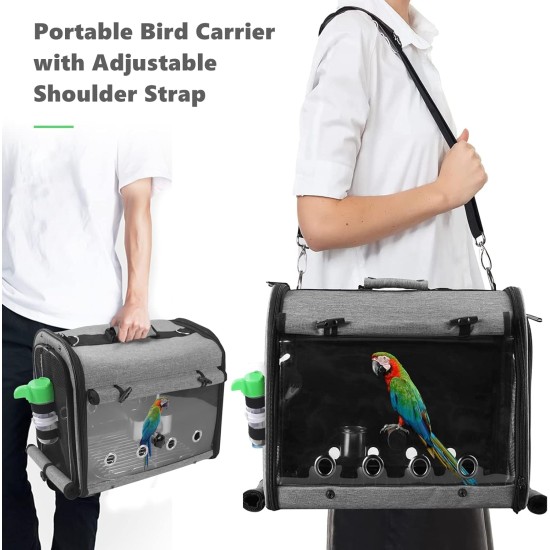 SUERTREE Bird Transport Container, Bird Carry Bag, Bird Travel Cage with Stand, Lightweight Backpack for Parrot, Portable Bird Travel Bag, Pet Transparent Breathable Travel Cage SUERTREE Bird Transport Container, Bird Carry Bag, Bird Travel Cage with Stand, Lightweight Backpack for Parrot, Portable Bird Travel Bag, Pet Transparent Breathable Travel Cage