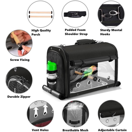 SUERTREE Bird Transport Container, Bird Carry Bag, Bird Travel Cage with Stand, Lightweight Backpack for Parrot, Portable Bird Travel Bag, Pet Transparent Breathable Travel Cage SUERTREE Bird Transport Container, Bird Carry Bag, Bird Travel Cage with Stand, Lightweight Backpack for Parrot, Portable Bird Travel Bag, Pet Transparent Breathable Travel Cage