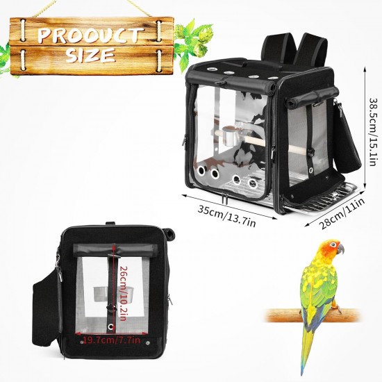 Suertree Bird Carrier with Safety Belt for Car Travel Bird Backpack Carrier with Indestructible Stainless Steel Mesh Large Bird Carrier Travel Cage Black Suertree Bird Carrier with Safety Belt for Car Travel Bird Backpack Carrier with Indestructible Stainless Steel Mesh Large Bird Carrier Travel Cage Black