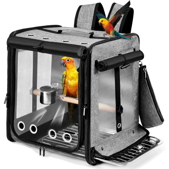 Suertree Bird Carrier with Seat Belt for Car Travel Bird Backpack Carrier with Indestructible Stainless Steel Mesh Large Bird Carrier Travel Cage Green Suertree Bird Carrier with Seat Belt for Car Travel Bird Backpack Carrier with Indestructible Stainless Steel Mesh Large Bird Carrier Travel Cage Green