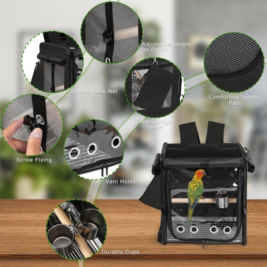 Suertree Bird Carrier with Seat Belt for Car Travel Bird Backpack Carrier with Indestructible Stainless Steel Mesh Large Bird Carrier Travel Cage Green Suertree Bird Carrier with Seat Belt for Car Travel Bird Backpack Carrier with Indestructible Stainless Steel Mesh Large Bird Carrier Travel Cage Green