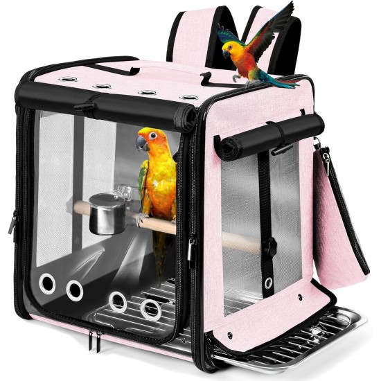 Suertree Bird Carrier with Seat Belt for Car Travel Bird Backpack Carrier with Indestructible Stainless Steel Mesh Large Bird Carrier Travel Cage Green Suertree Bird Carrier with Seat Belt for Car Travel Bird Backpack Carrier with Indestructible Stainless Steel Mesh Large Bird Carrier Travel Cage Green