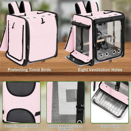 Suertree Bird Carrier with Seat Belt for Car Travel Bird Backpack Carrier with Indestructible Stainless Steel Mesh Large Bird Carrier Travel Cage Green Suertree Bird Carrier with Seat Belt for Car Travel Bird Backpack Carrier with Indestructible Stainless Steel Mesh Large Bird Carrier Travel Cage Green