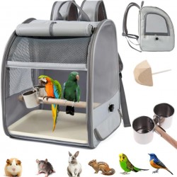 Transport container for birds, backpack for birds with wooden rod, bird transport box, with stainless steel clip cups, portable bird carrier, travel bag, 1 molar stone, 1 plastic pallet Transport container for birds, backpack for birds with wooden rod, bird transport box, with stainless steel clip cups, portable bird carrier, travel bag, 1 molar stone, 1 plastic pallet