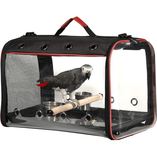 Transport container for birds: transport bag, lightweight, transparent, breathable, safe, bird carrier, transport cage Transport container for birds: transport bag, lightweight, transparent, breathable, safe, bird carrier, transport cage