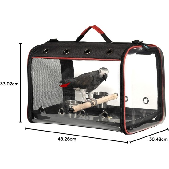 Transport container for birds: transport bag, lightweight, transparent, breathable, safe, bird carrier, transport cage Transport container for birds: transport bag, lightweight, transparent, breathable, safe, bird carrier, transport cage