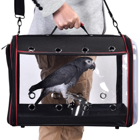 Transport container for birds: transport bag, lightweight, transparent, breathable, safe, bird carrier, transport cage Transport container for birds: transport bag, lightweight, transparent, breathable, safe, bird carrier, transport cage