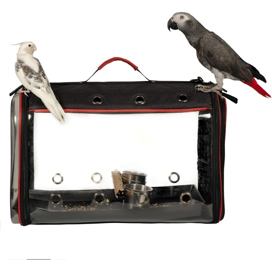 Transport container for birds: transport bag, lightweight, transparent, breathable, safe, bird carrier, transport cage Transport container for birds: transport bag, lightweight, transparent, breathable, safe, bird carrier, transport cage