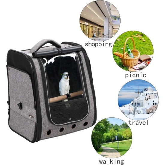 X-ZONE PET Bird Travel Bag Portable Pet Bird Parrot Backpack Transparent Breathable Travel Bag Lightweight Bird Bag with Stainless Steel Bowl X-ZONE PET Bird Travel Bag Portable Pet Bird Parrot Backpack Transparent Breathable Travel Bag Lightweight Bird Bag with Stainless Steel Bowl