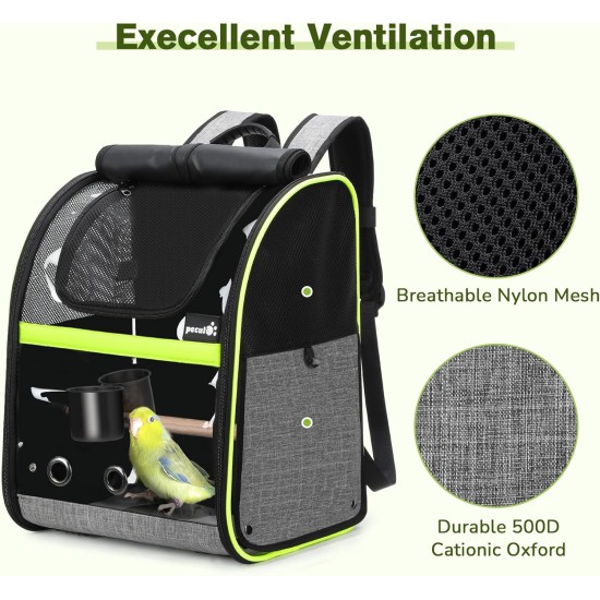 pecute Backpack for Birds with Wooden Stick, Lightweight Carrier Bird Transport Bag, Waterproof Parrots Travel Backpack with Stainless Steel Tray and Stand, Transport Box Bird, 34 x 28 x 43 cm pecute Backpack for Birds with Wooden Stick, Lightweight Carrier Bird Transport Bag, Waterproof Parrots Travel Backpack with Stainless Steel Tray and Stand, Transport Box Bird, 34 x 28 x 43 cm