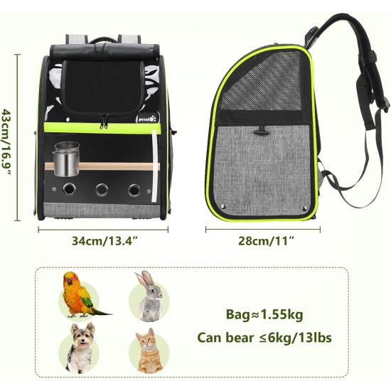 pecute Backpack for Birds with Wooden Stick, Lightweight Carrier Bird Transport Bag, Waterproof Parrots Travel Backpack with Stainless Steel Tray and Stand, Transport Box Bird, 34 x 28 x 43 cm pecute Backpack for Birds with Wooden Stick, Lightweight Carrier Bird Transport Bag, Waterproof Parrots Travel Backpack with Stainless Steel Tray and Stand, Transport Box Bird, 34 x 28 x 43 cm