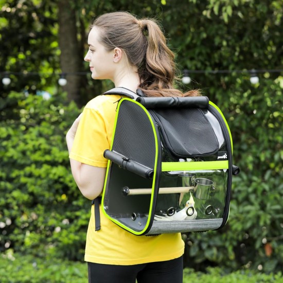 pecute Backpack for Birds with Wooden Stick, Lightweight Carrier Bird Transport Bag, Waterproof Parrots Travel Backpack with Stainless Steel Tray and Stand, Transport Box Bird, 34 x 28 x 43 cm pecute Backpack for Birds with Wooden Stick, Lightweight Carrier Bird Transport Bag, Waterproof Parrots Travel Backpack with Stainless Steel Tray and Stand, Transport Box Bird, 34 x 28 x 43 cm