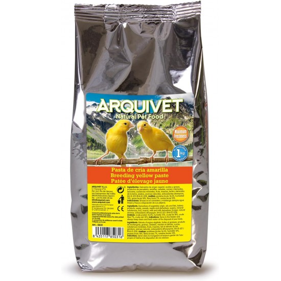 Arquivet, Yellow Breeding & Care Paste for Birds Neutral Flavour Bird Feed for All Bird Species and Especially Yellow Plumage 1kg Arquivet, Yellow Breeding & Care Paste for Birds Neutral Flavour Bird Feed for All Bird Species and Especially Yellow Plumage 1kg