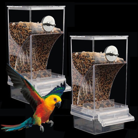 2 x Transparent Bird Feeder, Bird Feeder, Parakeet Cage Feeder, Automatic Bird Feeder for Birds for Budgies, Canaries, Cockatiels, Finches 2 x Transparent Bird Feeder, Bird Feeder, Parakeet Cage Feeder, Automatic Bird Feeder for Birds for Budgies, Canaries, Cockatiels, Finches