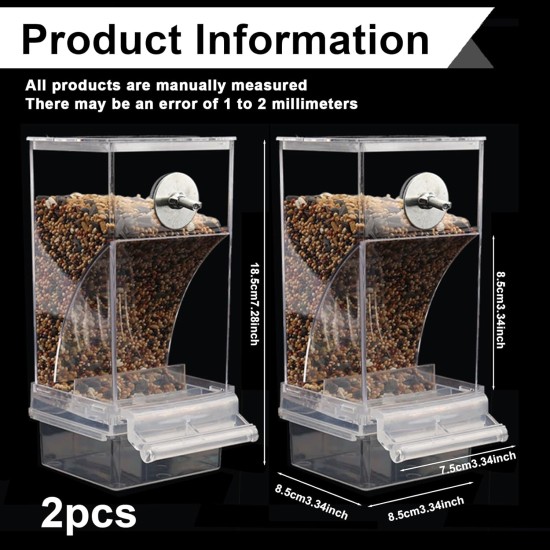 2 x Transparent Bird Feeder, Bird Feeder, Parakeet Cage Feeder, Automatic Bird Feeder for Birds for Budgies, Canaries, Cockatiels, Finches 2 x Transparent Bird Feeder, Bird Feeder, Parakeet Cage Feeder, Automatic Bird Feeder for Birds for Budgies, Canaries, Cockatiels, Finches
