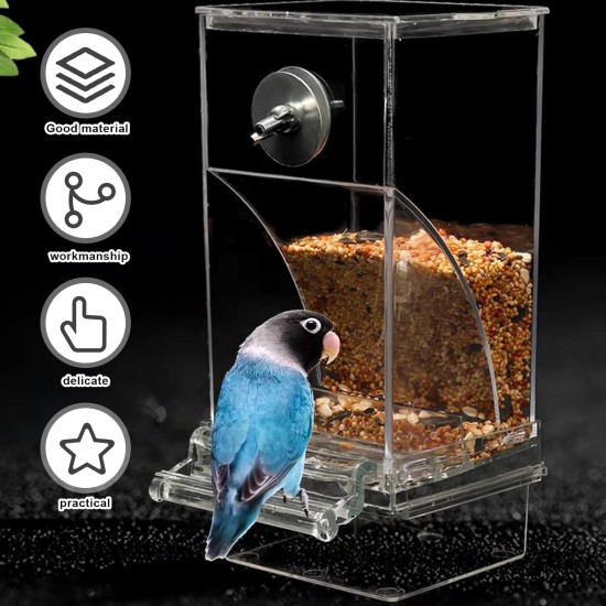 2 x Transparent Bird Feeder, Bird Feeder, Parakeet Cage Feeder, Automatic Bird Feeder for Birds for Budgies, Canaries, Cockatiels, Finches 2 x Transparent Bird Feeder, Bird Feeder, Parakeet Cage Feeder, Automatic Bird Feeder for Birds for Budgies, Canaries, Cockatiels, Finches