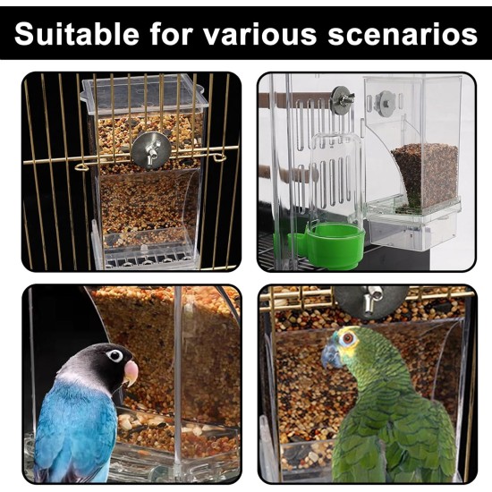 2 x Transparent Bird Feeder, Bird Feeder, Parakeet Cage Feeder, Automatic Bird Feeder for Birds for Budgies, Canaries, Cockatiels, Finches 2 x Transparent Bird Feeder, Bird Feeder, Parakeet Cage Feeder, Automatic Bird Feeder for Birds for Budgies, Canaries, Cockatiels, Finches