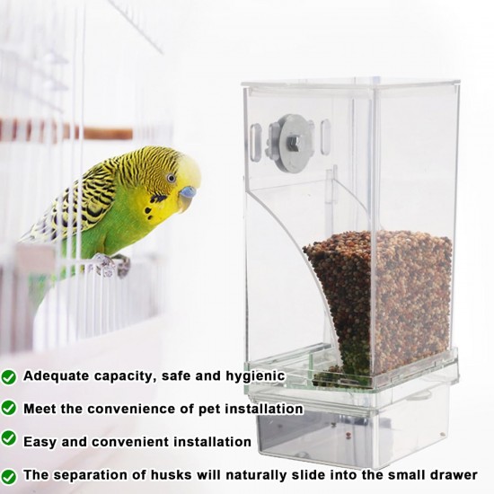 2 x Transparent Bird Feeder, Bird Feeder, Parakeet Cage Feeder, Automatic Bird Feeder for Birds for Budgies, Canaries, Cockatiels, Finches 2 x Transparent Bird Feeder, Bird Feeder, Parakeet Cage Feeder, Automatic Bird Feeder for Birds for Budgies, Canaries, Cockatiels, Finches