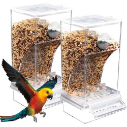 2 x Transparent Bird Feeder, Bird Feeder, Parakeet Cage Feeder, Automatic Bird Feeder for Birds for Budgies, Canaries, Cockatiels, Finches 2 x Transparent Bird Feeder, Bird Feeder, Parakeet Cage Feeder, Automatic Bird Feeder for Birds for Budgies, Canaries, Cockatiels, Finches