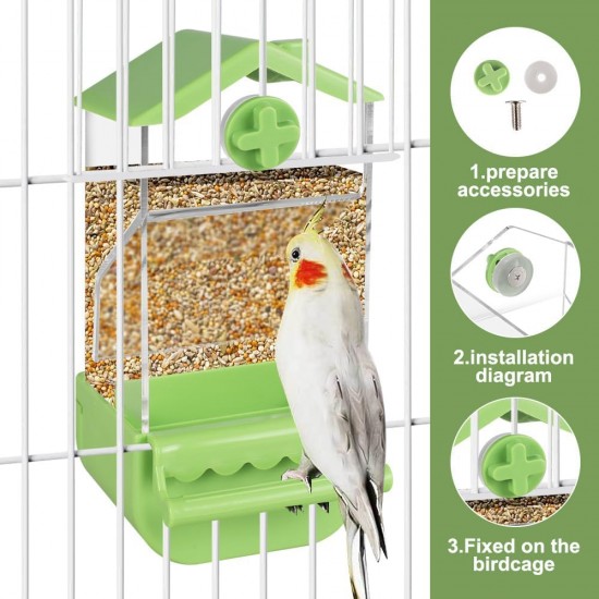 Automatic Bird Feeder, Acrylic Bird Feeder, Transparent Automatic Feeder for Birds, Parakeets, Budgies, Canaries, Cockatiels, Finches Automatic Bird Feeder, Acrylic Bird Feeder, Transparent Automatic Feeder for Birds, Parakeets, Budgies, Canaries, Cockatiels, Finches