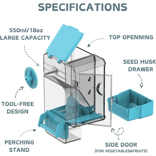 Automatic Bird Feeder, Bird Cage Feeder with Perch, Multifunctional Fruit and Vegetable Holder for Budgies, Parakeets, Canaries, Cockatiels, Finches (Green) Automatic Bird Feeder, Bird Cage Feeder with Perch, Multifunctional Fruit and Vegetable Holder for Budgies, Parakeets, Canaries, Cockatiels, Finches (Green)
