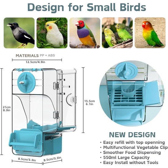 Automatic Bird Feeder, Bird Cage Feeder with Perch, Multifunctional Fruit and Vegetable Holder for Budgies, Parakeets, Canaries, Cockatiels, Finches (Green) Automatic Bird Feeder, Bird Cage Feeder with Perch, Multifunctional Fruit and Vegetable Holder for Budgies, Parakeets, Canaries, Cockatiels, Finches (Green)