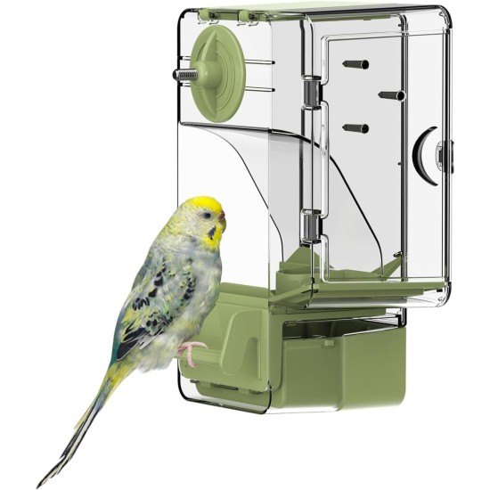 Automatic Bird Feeder, Bird Cage Feeder with Perch, Multifunctional Fruit and Vegetable Holder for Budgies, Parakeets, Canaries, Cockatiels, Finches (Green) Automatic Bird Feeder, Bird Cage Feeder with Perch, Multifunctional Fruit and Vegetable Holder for Budgies, Parakeets, Canaries, Cockatiels, Finches (Green)
