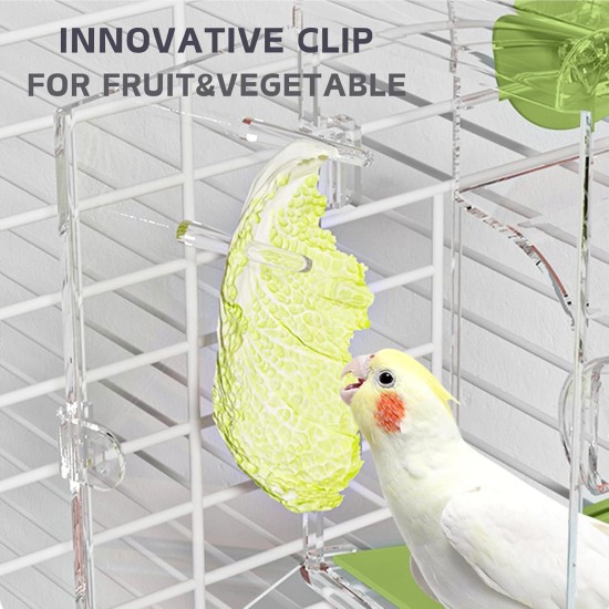 Automatic Bird Feeder, Bird Cage Feeder with Perch, Multifunctional Fruit and Vegetable Holder for Budgies, Parakeets, Canaries, Cockatiels, Finches (Green) Automatic Bird Feeder, Bird Cage Feeder with Perch, Multifunctional Fruit and Vegetable Holder for Budgies, Parakeets, Canaries, Cockatiels, Finches (Green)
