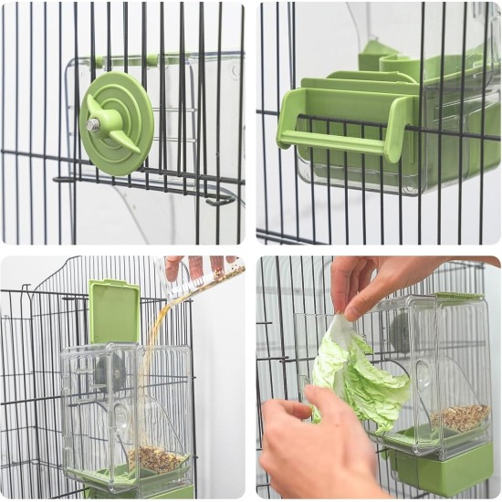 Automatic Bird Feeder, Bird Cage Feeder with Perch, Multifunctional Fruit and Vegetable Holder for Budgies, Parakeets, Canaries, Cockatiels, Finches (Green) Automatic Bird Feeder, Bird Cage Feeder with Perch, Multifunctional Fruit and Vegetable Holder for Budgies, Parakeets, Canaries, Cockatiels, Finches (Green)