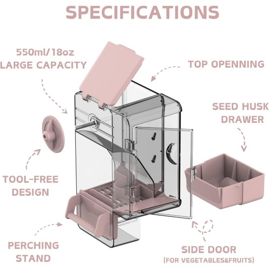 Automatic Bird Feeder, Bird Cage Feeder with Perch, Multifunctional Fruit and Vegetable Holder for Budgies, Parakeets, Canaries, Cockatiels, Finches (Green) Automatic Bird Feeder, Bird Cage Feeder with Perch, Multifunctional Fruit and Vegetable Holder for Budgies, Parakeets, Canaries, Cockatiels, Finches (Green)