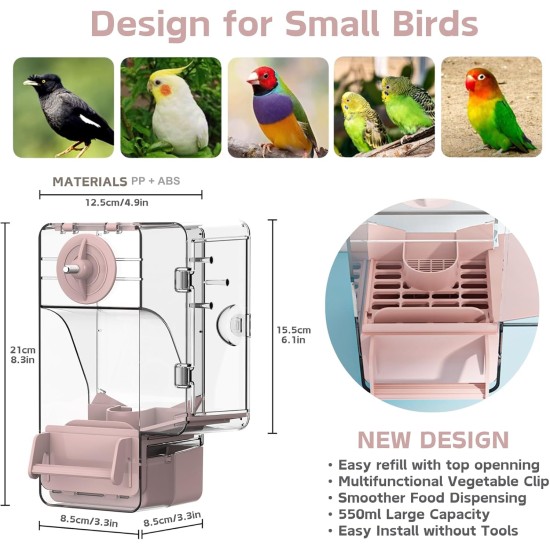 Automatic Bird Feeder, Bird Cage Feeder with Perch, Multifunctional Fruit and Vegetable Holder for Budgies, Parakeets, Canaries, Cockatiels, Finches (Green) Automatic Bird Feeder, Bird Cage Feeder with Perch, Multifunctional Fruit and Vegetable Holder for Budgies, Parakeets, Canaries, Cockatiels, Finches (Green)