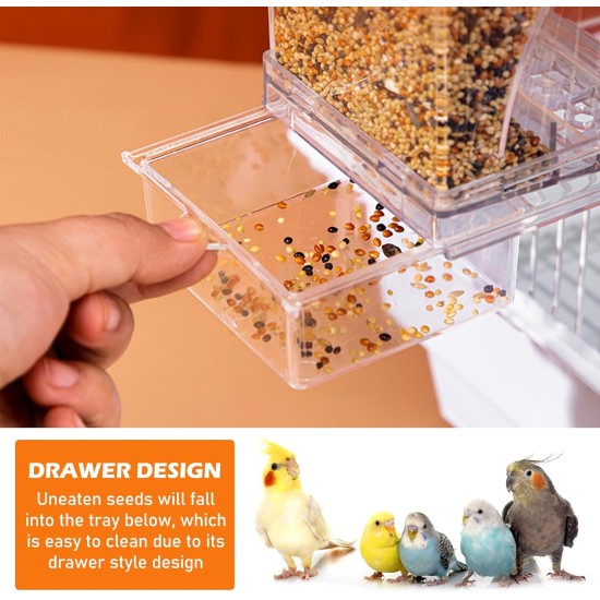 Automatic Bird Feeder, Transparent Bird Feeder with Water Dispenser, Hanging Bird Feeder for Small, Medium Cockatiels, Parakeets Automatic Bird Feeder, Transparent Bird Feeder with Water Dispenser, Hanging Bird Feeder for Small, Medium Cockatiels, Parakeets