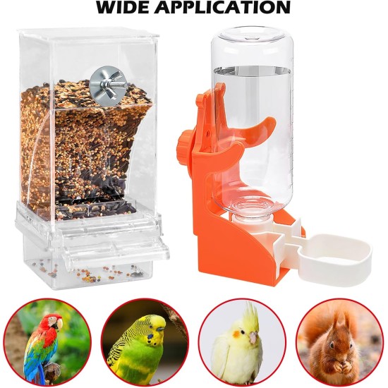 Automatic Bird Feeder, Transparent Bird Feeder with Water Dispenser, Hanging Bird Feeder for Small, Medium Cockatiels, Parakeets Automatic Bird Feeder, Transparent Bird Feeder with Water Dispenser, Hanging Bird Feeder for Small, Medium Cockatiels, Parakeets