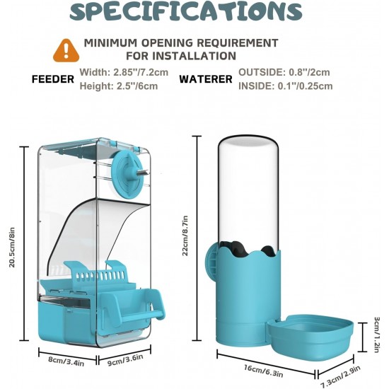 Automatic Bird Feeder Water Dispenser Set, Bird Cage Feeder with Perch for Budgies, Parakeets, Canaries, Cockatiels, Finches (Blue) Automatic Bird Feeder Water Dispenser Set, Bird Cage Feeder with Perch for Budgies, Parakeets, Canaries, Cockatiels, Finches (Blue)