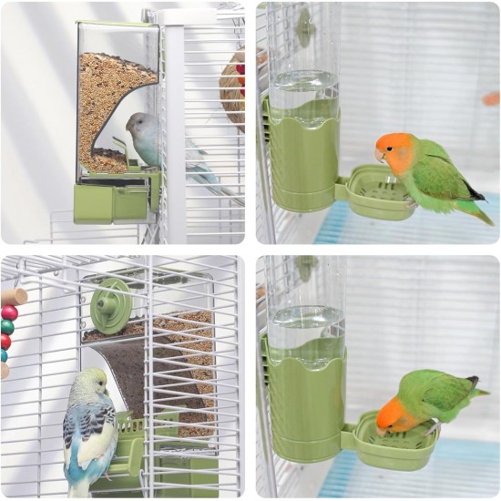 Automatic Bird Feeder Water Dispenser Set, Bird Cage Feeder with Perch for Budgies, Parakeets, Canaries, Cockatiels, Finches (Blue) Automatic Bird Feeder Water Dispenser Set, Bird Cage Feeder with Perch for Budgies, Parakeets, Canaries, Cockatiels, Finches (Blue)