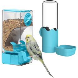 Automatic Bird Feeder Water Dispenser Set, Bird Cage Feeder with Perch for Budgies, Parakeets, Canaries, Cockatiels, Finches (Blue) Automatic Bird Feeder Water Dispenser Set, Bird Cage Feeder with Perch for Budgies, Parakeets, Canaries, Cockatiels, Finches (Blue)