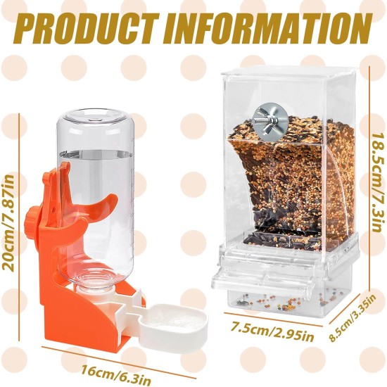 Automatic Bird Feeder and Water Dispenser: Transparent Hanging Feeder Birds and Water Dispenser for Birds, Bird Feeder for Budgies, Cockatiels, Canaries Automatic Bird Feeder and Water Dispenser: Transparent Hanging Feeder Birds and Water Dispenser for Birds, Bird Feeder for Budgies, Cockatiels, Canaries