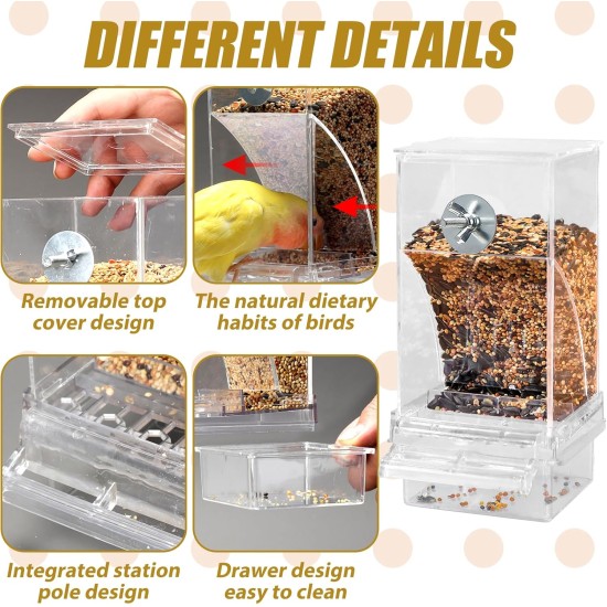 Automatic Bird Feeder and Water Dispenser: Transparent Hanging Feeder Birds and Water Dispenser for Birds, Bird Feeder for Budgies, Cockatiels, Canaries Automatic Bird Feeder and Water Dispenser: Transparent Hanging Feeder Birds and Water Dispenser for Birds, Bird Feeder for Budgies, Cockatiels, Canaries