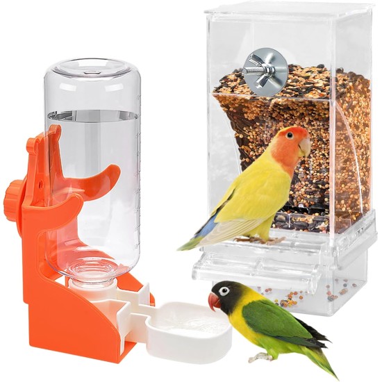 Automatic Bird Feeder and Water Dispenser: Transparent Hanging Feeder Birds and Water Dispenser for Birds, Bird Feeder for Budgies, Cockatiels, Canaries Automatic Bird Feeder and Water Dispenser: Transparent Hanging Feeder Birds and Water Dispenser for Birds, Bird Feeder for Budgies, Cockatiels, Canaries