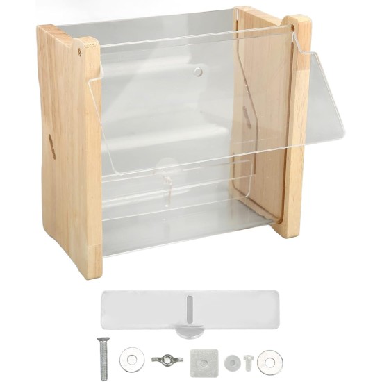 Automatic Chicken Feeder Large Capacity Clear Acrylic Chick Bird Feeder Box for Budgies Cockatiels Quail (S 165 x 42 x 45 mm/6.5 x 1.7 x 1.8 inches)