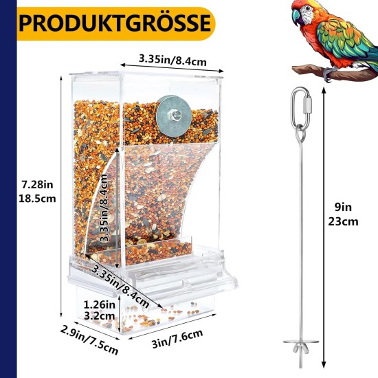 Automatic Feeder for Birds Parrots Acrylic Transparent Bird Feeder Parakeet Cage Automatic Bird Feeder Cage Accessories for Canaries Cockatiels Finches Automatic Feeder for Birds Parrots Acrylic Transparent Bird Feeder Parakeet Cage Automatic Bird Feeder Cage Accessories for Canaries Cockatiels Finches