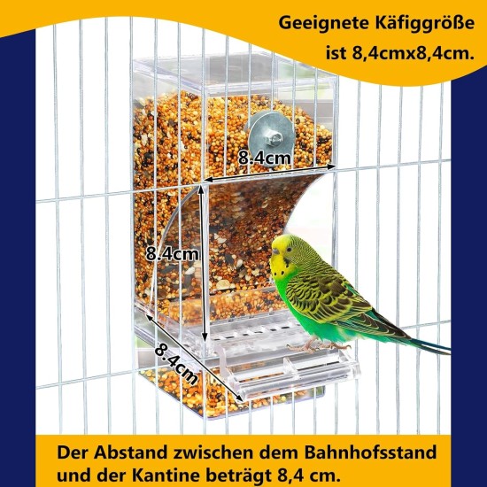 Automatic Feeder for Birds Parrots Acrylic Transparent Bird Feeder Parakeet Cage Automatic Bird Feeder Cage Accessories for Canaries Cockatiels Finches Automatic Feeder for Birds Parrots Acrylic Transparent Bird Feeder Parakeet Cage Automatic Bird Feeder Cage Accessories for Canaries Cockatiels Finches