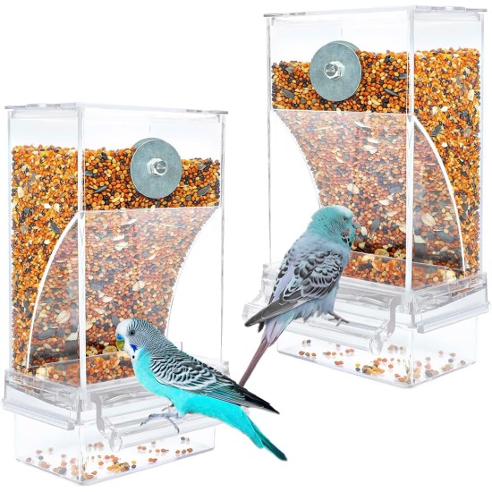 Automatic Feeder for Birds Parrots Acrylic Transparent Bird Feeder Parakeet Cage Automatic Bird Feeder Cage Accessories for Canaries Cockatiels Finches Automatic Feeder for Birds Parrots Acrylic Transparent Bird Feeder Parakeet Cage Automatic Bird Feeder Cage Accessories for Canaries Cockatiels Finches