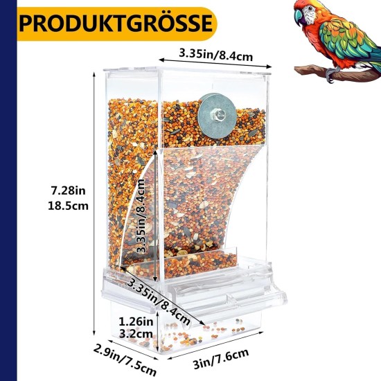 Automatic Feeder for Birds Parrots Acrylic Transparent Bird Feeder Parakeet Cage Automatic Bird Feeder Cage Accessories for Canaries Cockatiels Finches Automatic Feeder for Birds Parrots Acrylic Transparent Bird Feeder Parakeet Cage Automatic Bird Feeder Cage Accessories for Canaries Cockatiels Finches