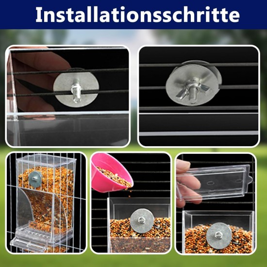 Automatic Feeder for Birds Parrots Acrylic Transparent Bird Feeder Parakeet Cage Automatic Bird Feeder Cage Accessories for Canaries Cockatiels Finches Automatic Feeder for Birds Parrots Acrylic Transparent Bird Feeder Parakeet Cage Automatic Bird Feeder Cage Accessories for Canaries Cockatiels Finches
