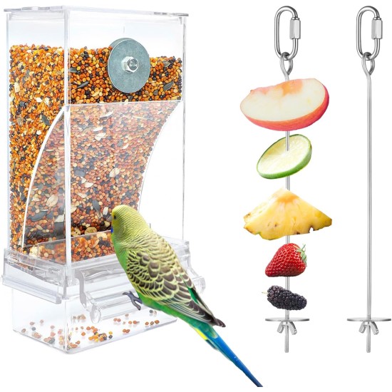 Automatic Feeder for Birds Parrots Acrylic Transparent Bird Feeder Parakeet Cage Automatic Bird Feeder Cage Accessories for Canaries Cockatiels Finches Automatic Feeder for Birds Parrots Acrylic Transparent Bird Feeder Parakeet Cage Automatic Bird Feeder Cage Accessories for Canaries Cockatiels Finches