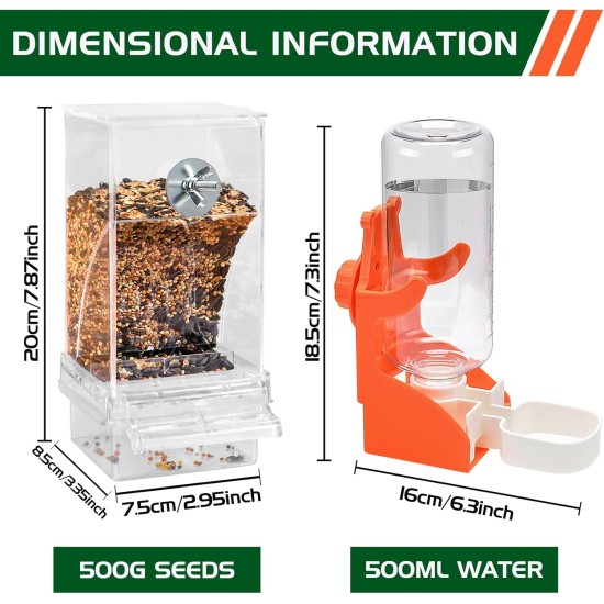 Automatic Feeder for Birds and Parrots - Bird Feeder with Drinking Fountain for Budgies, Canaries, Finches Automatic Feeder for Birds and Parrots - Bird Feeder with Drinking Fountain for Budgies, Canaries, Finches