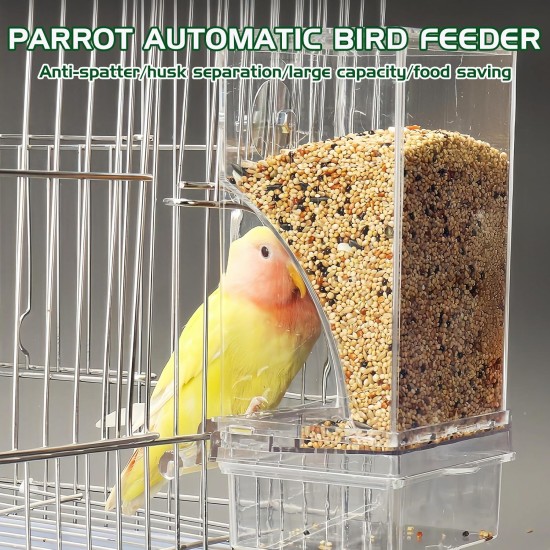Automatic Feeder for Birds and Parrots - Bird Feeder with Drinking Fountain for Budgies, Canaries, Finches Automatic Feeder for Birds and Parrots - Bird Feeder with Drinking Fountain for Budgies, Canaries, Finches